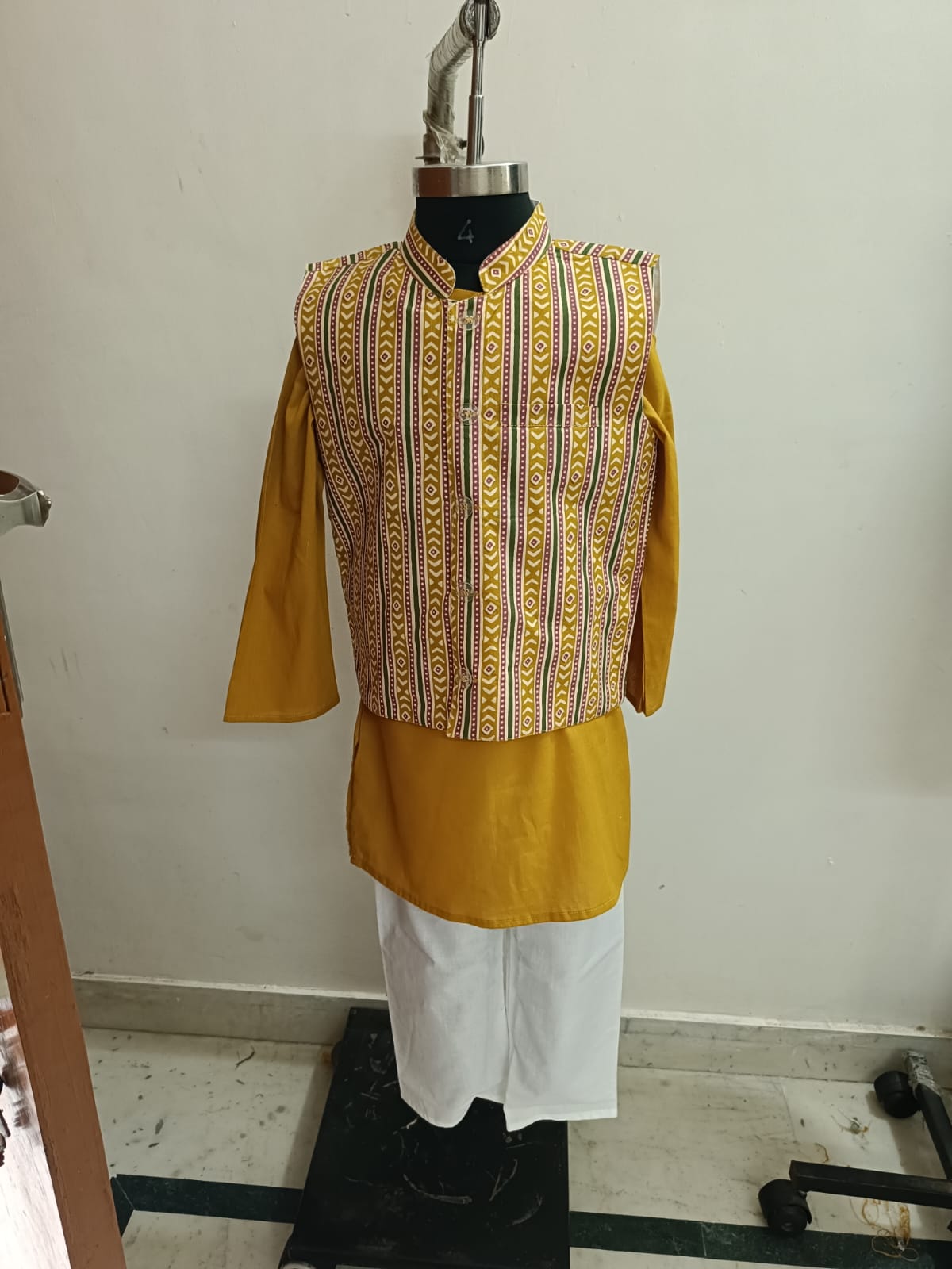 Mustard Striped Jacket Set