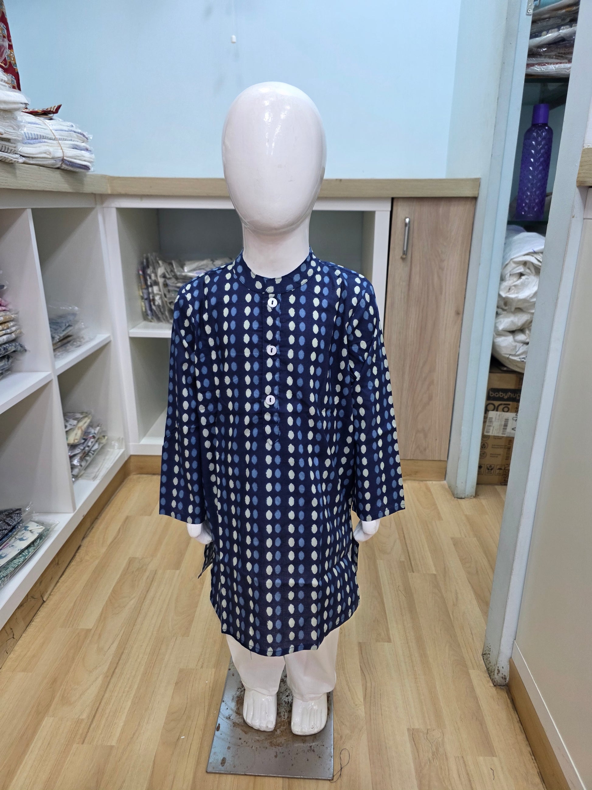 Indigo Dotted Kurta Pyjama