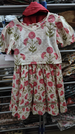 White and Pink Floral Lehenga with Dupatta