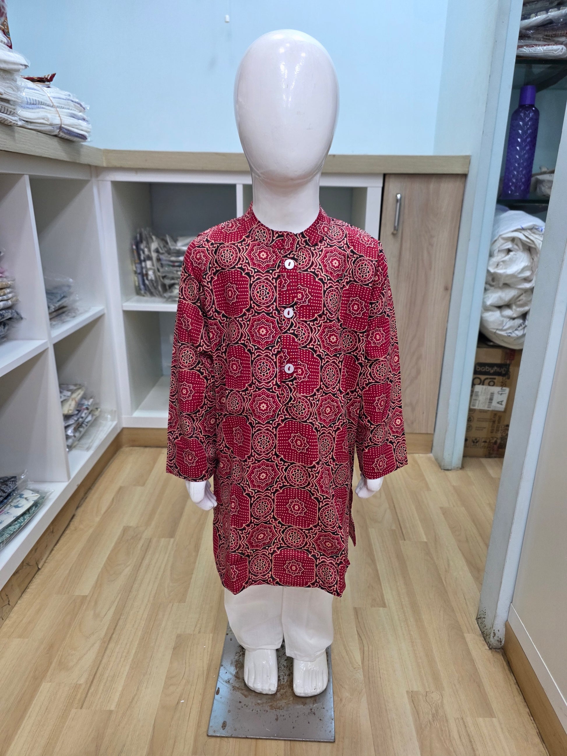 Red Ajrakh Kurta Pyjama