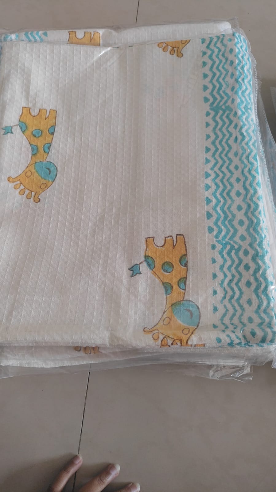 Yellow Giraffe Bath Towel - Hand Block Printed