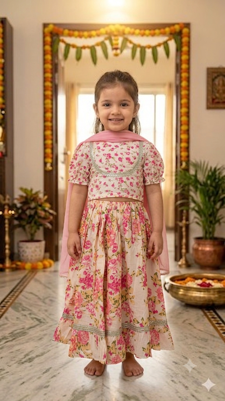 Rosy Canvas Lehenga with Dupatta