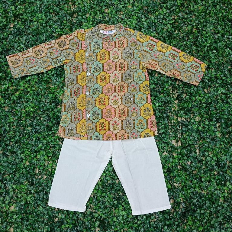 Multicolour Hexagon Kurta Pyjama